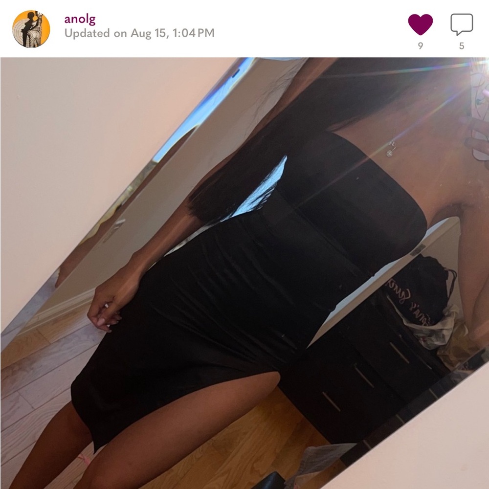 OH POLLY STRAPLESS THIGH SLIT DRESS
